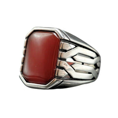 AGATE GEMSTONE 925 STERLING SILVER RING FOR MEN
