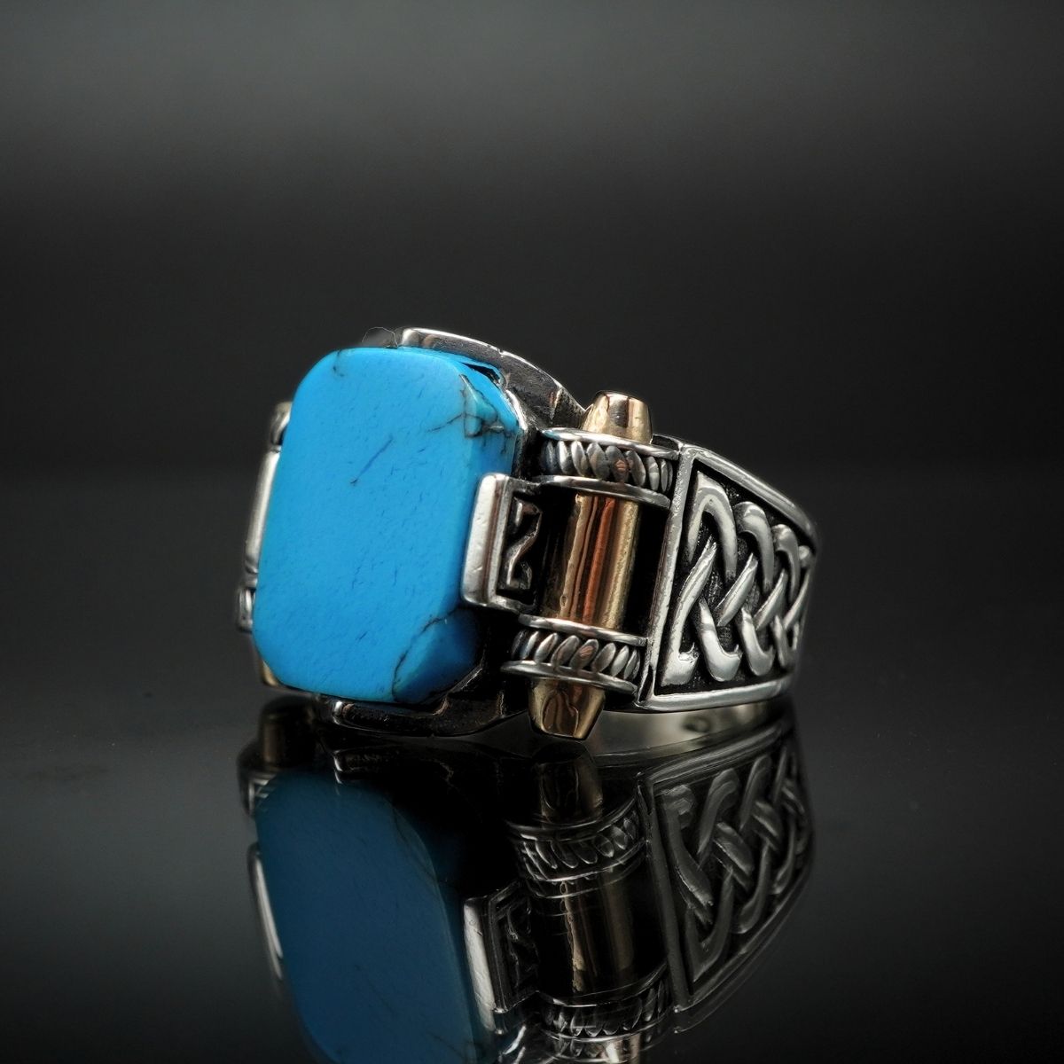 TURQUOISE HANDMADE 925 STERLING SILVER RING FOR MEN