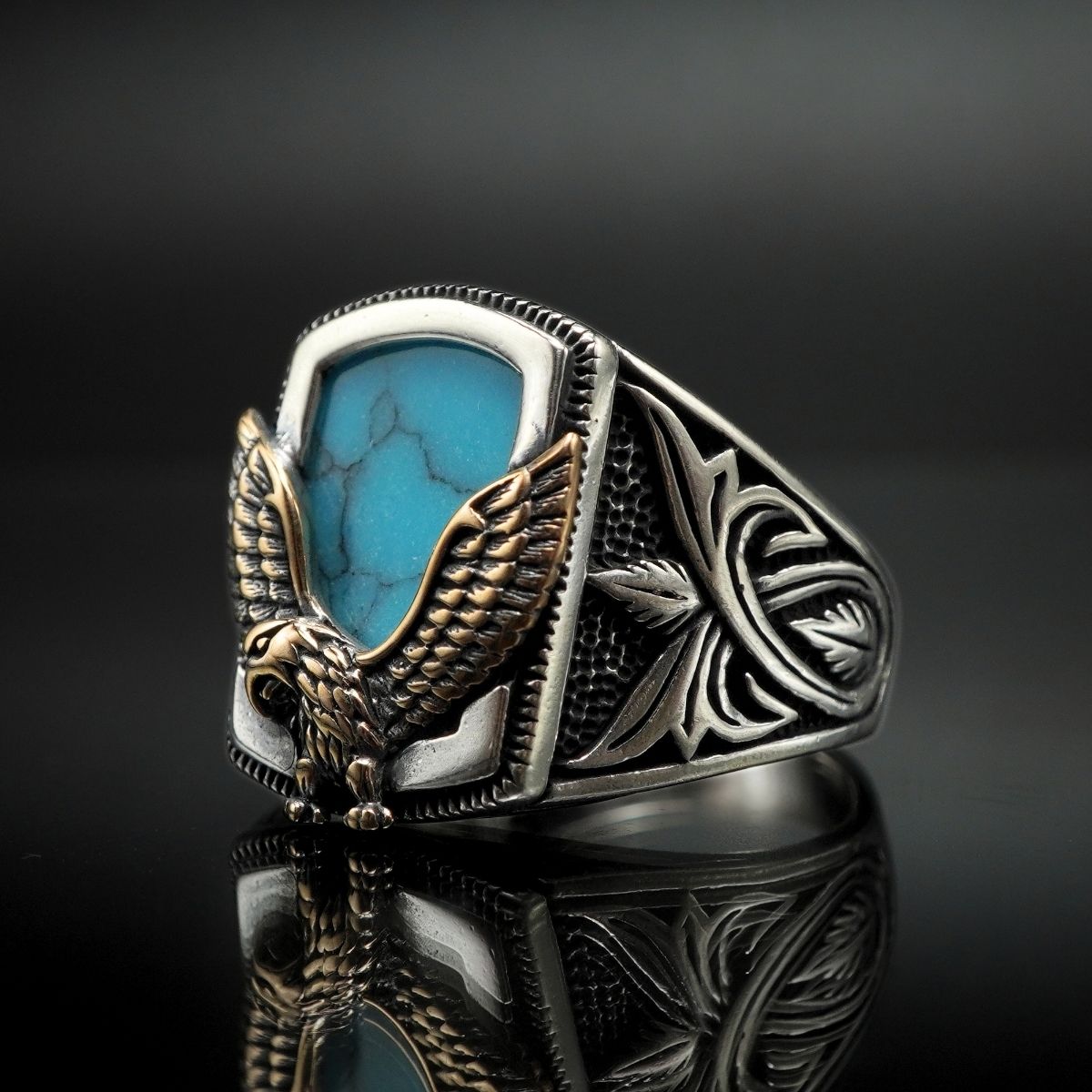 AMERICAN EAGLE TURQUOISE GEMSTONE 925 STERLING SILVER RING