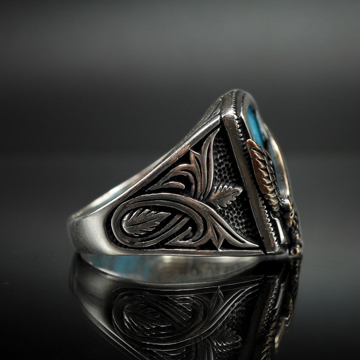 AMERICAN EAGLE TURQUOISE GEMSTONE 925 STERLING SILVER RING
