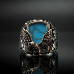 AMERICAN EAGLE TURQUOISE GEMSTONE 925 STERLING SILVER RING
