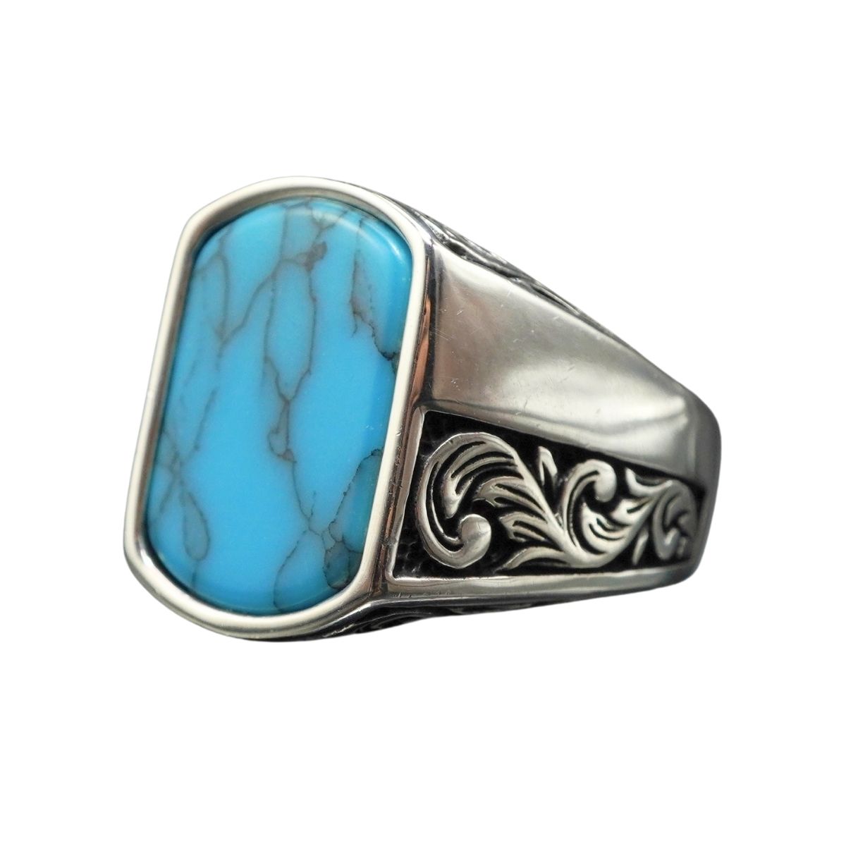 TURQUOISE RING FOR MEN IN 925 STERLING SILVER