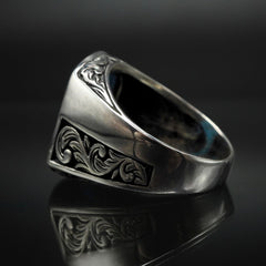 TURQUOISE RING FOR MEN IN 925 STERLING SILVER