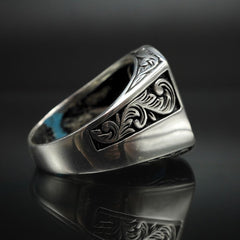 TURQUOISE RING FOR MEN IN 925 STERLING SILVER