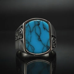 TURQUOISE RING FOR MEN IN 925 STERLING SILVER