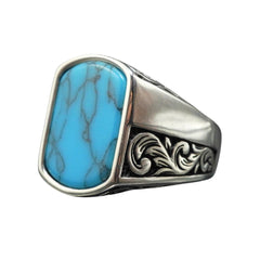 TURQUOISE RING FOR MEN IN 925 STERLING SILVER