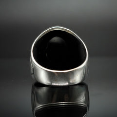 VINTAGE TENGRI BIRD 925 STERLING SILVER RING IN ONYX