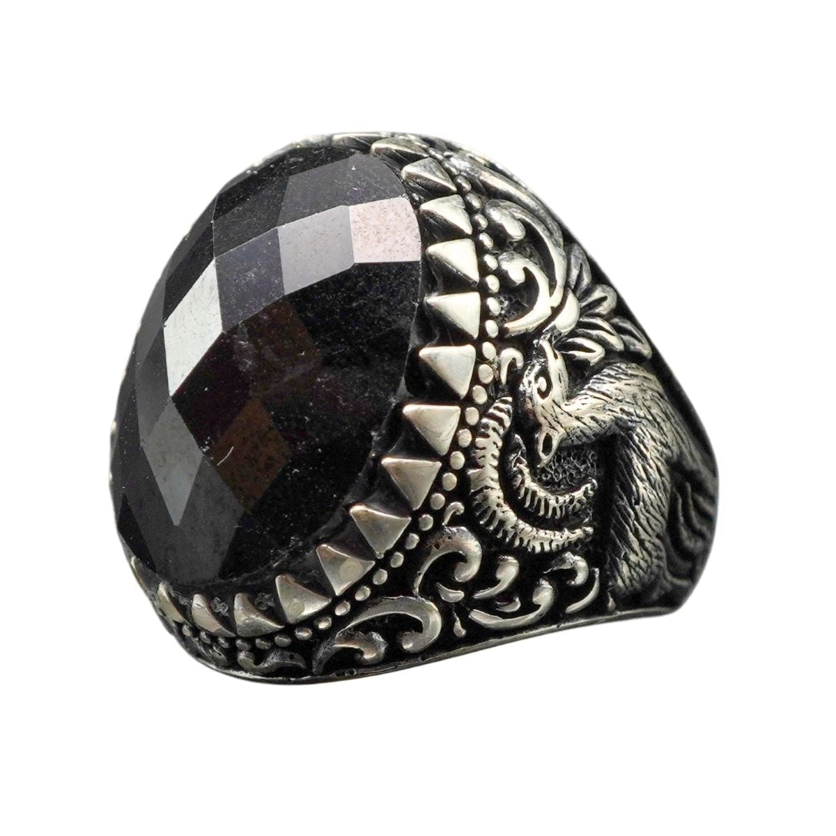 DEER BLACK ONYX 925 STERLING SILVER RING