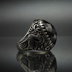 DEER BLACK ONYX 925 STERLING SILVER RING