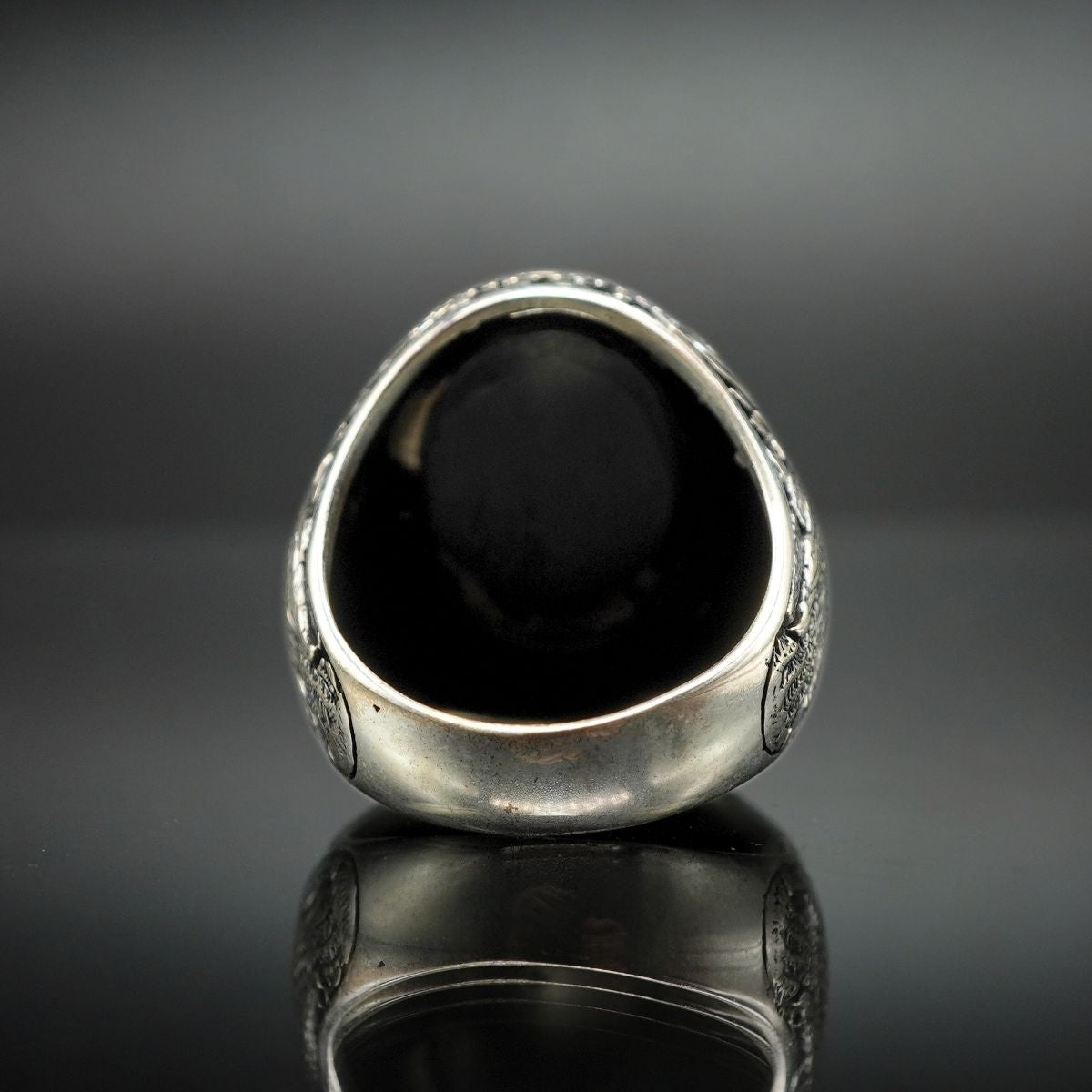 DEER BLACK ONYX 925 STERLING SILVER RING