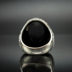 DEER BLACK ONYX 925 STERLING SILVER RING