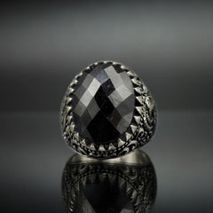 DEER BLACK ONYX 925 STERLING SILVER RING